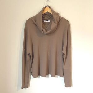 GRP1 Los Angeles Womens Cowl Neck Long Sleeve Top Blouse Brown Size S